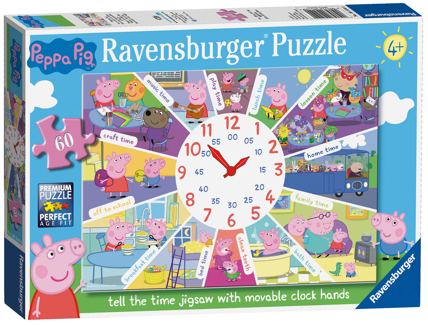 Peppa Pig Clock Puzzle 60 Piece Jigsaw Puzzle