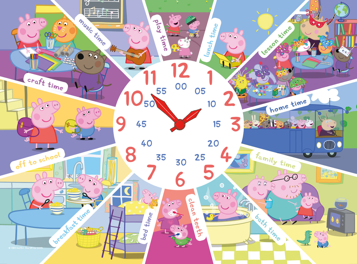 Peppa Pig Clock Puzzle 60 Piece Jigsaw Puzzle