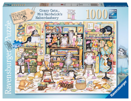 Mrs Hardwick's Haberdashery Crazy Cats 1000 Piece Jigsaw Puzzle