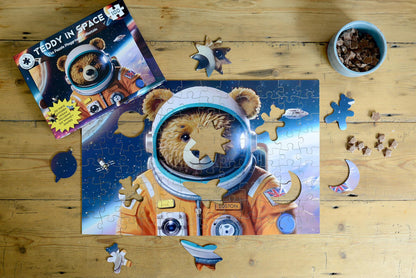 Teddy In Space 100 Piece Wooden Jigsaw Puzzle