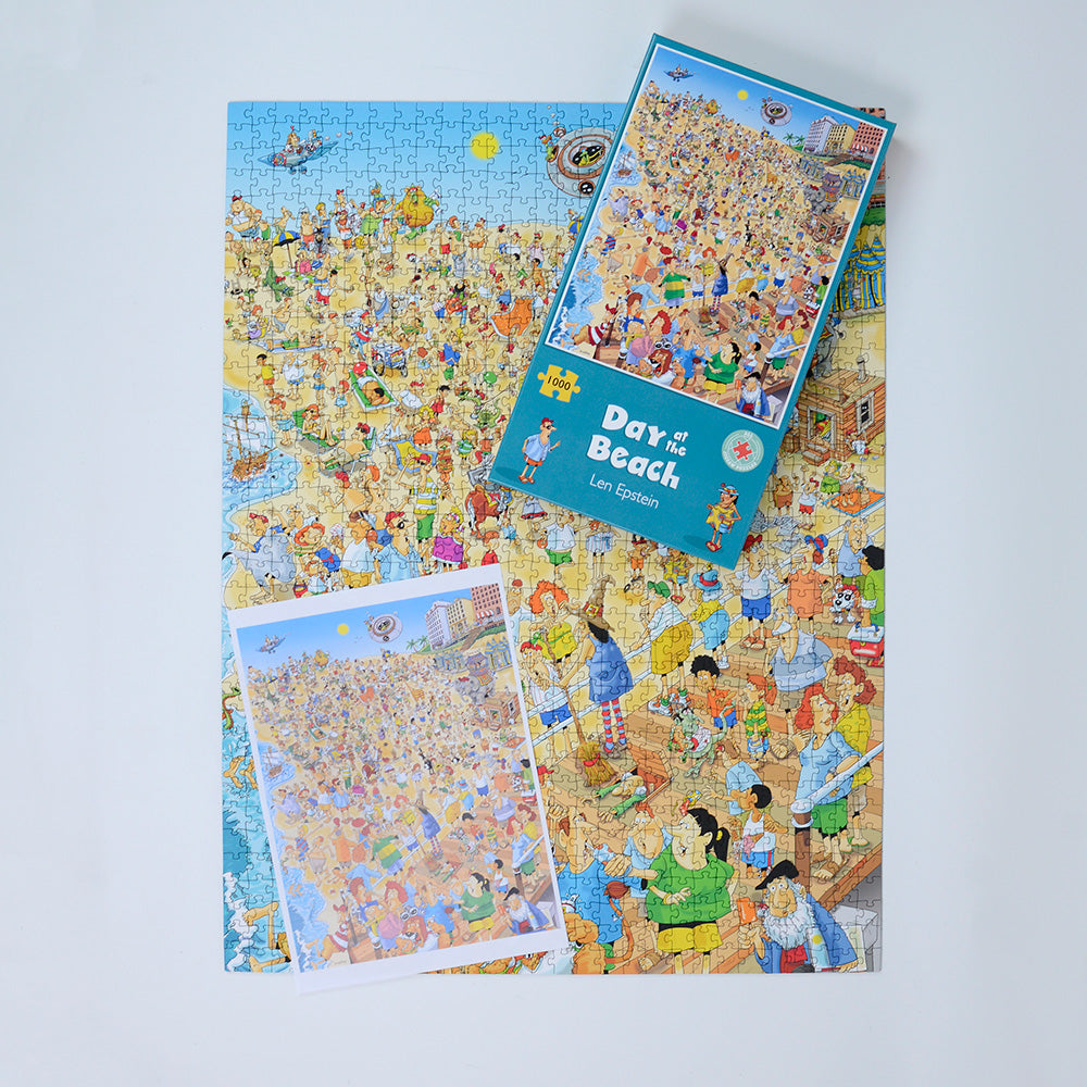 Day at the Beach - Len Epstein 1000 or 500XL Piece Jigsaw Puzzle