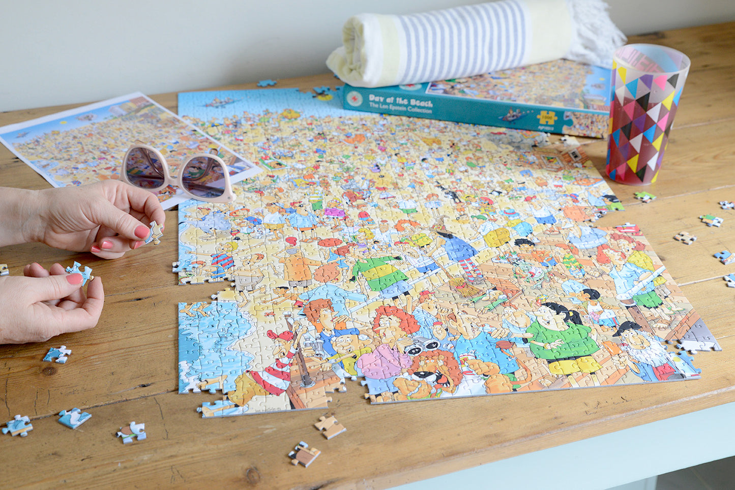 Day at the Beach - Len Epstein 1000 or 500XL Piece Jigsaw Puzzle