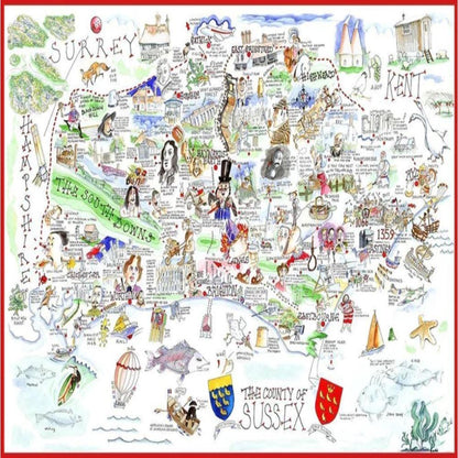 Tim Bulmer's Sussex Map Jigsaw & Tea Towel Gift Bundle