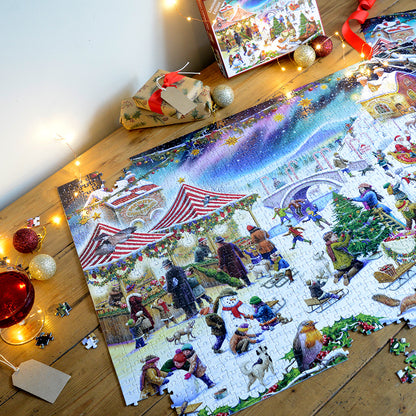 Christmas Village Fair - Festive Jigsaw Puzzle by Rudolf Farkas