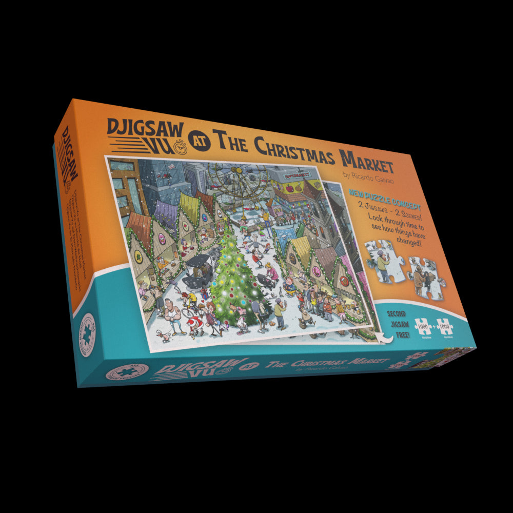 PRE-ORDER D'jigsaw Vu at the Christmas Market 2 x 1000 Jigsaw Puzzles