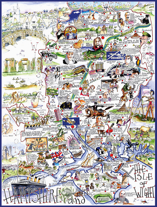 Map of Hampshire - Tim Bulmer 1000 Piece Jigsaw Puzzle