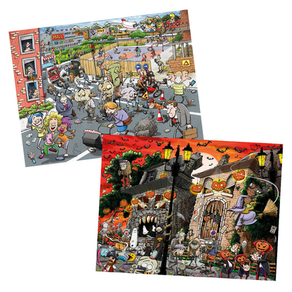 Halloween Creepy Chaos 1000 Piece Jigsaw Puzzle Bundle