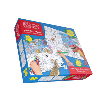 Natural History Museum Colouring 2 x 100 Piece Jigsaw Puzzle Set