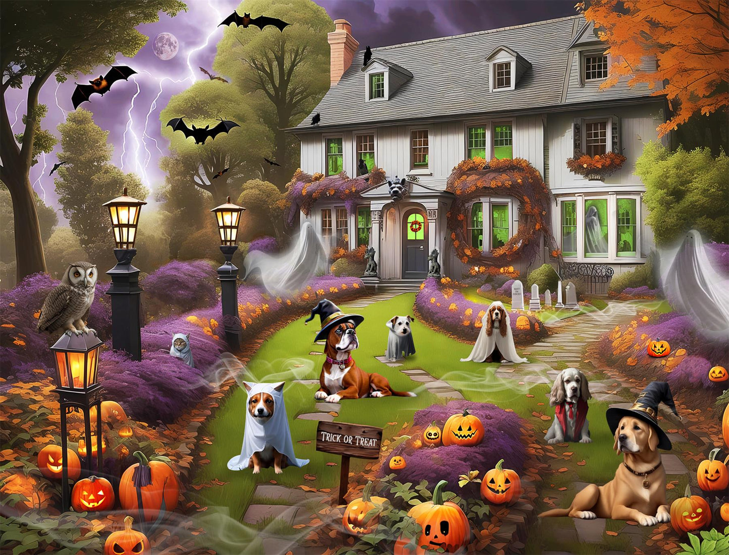 Dogs Seasonal Cottage 1000 Piece Jigsaw Puzzle Bundle