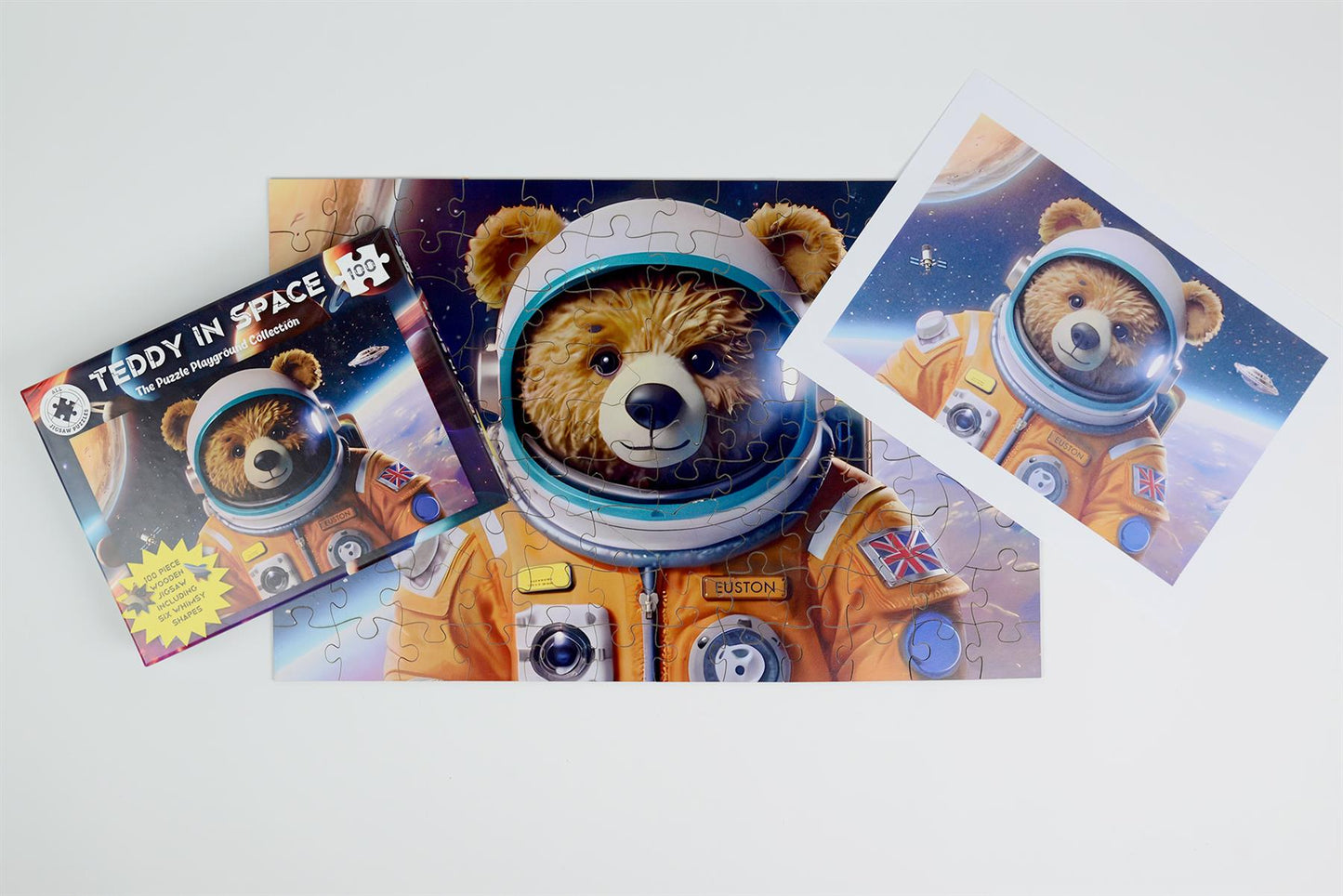 Teddy In Space 100 Piece Wooden Jigsaw Puzzle