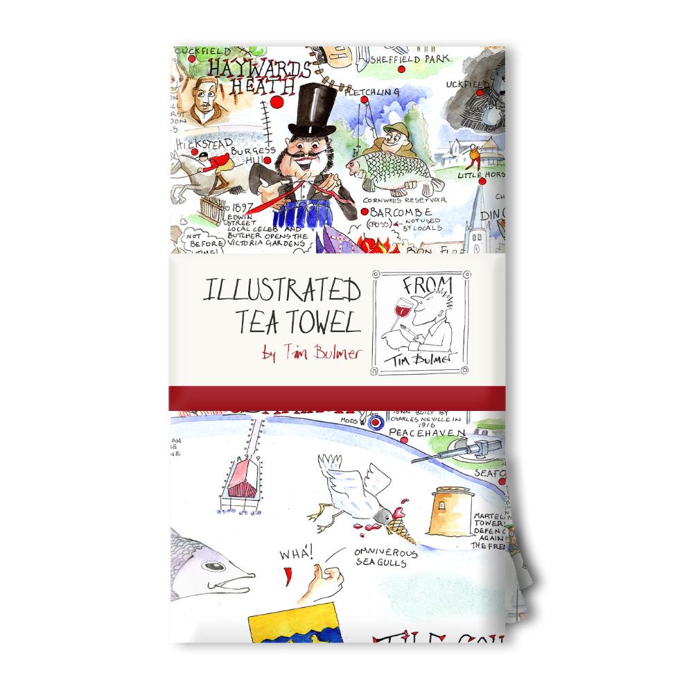 Tim Bulmer's Sussex Map Jigsaw & Tea Towel Gift Bundle